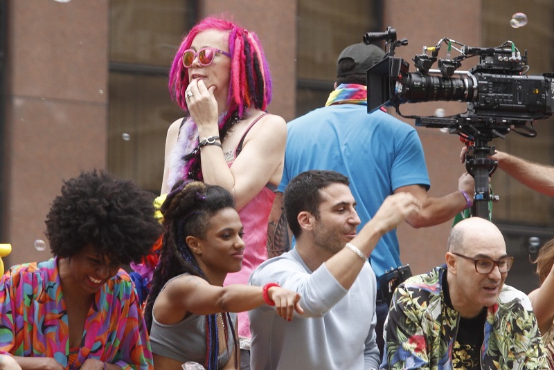 Lana Wachowski , Freema Agyeman e Miguel na Parada LGBT de SP. Foto: Paduardo / Phábrica de Imagens​​